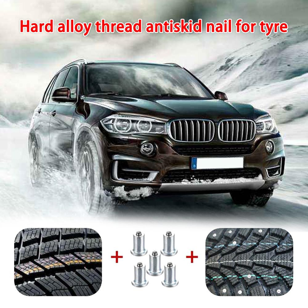 100 Pcs Car Tire Stud Screw 12mm Drill Sleeve Car Anti-Slip Screw Stud Wheel Tyre Snow Tire Spikes Trim SUV ATV Car Accessories