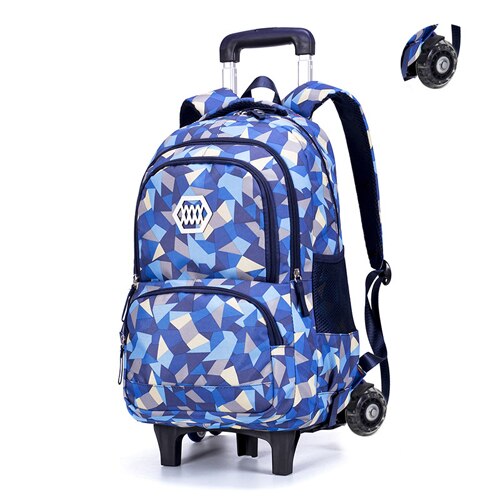 Hot Sale Removable Children School Bags Waterproof for Girls Trolley Backpack Kids Wheeled Bag Bookbag travel luggage Mochilas: Blue-2wheels