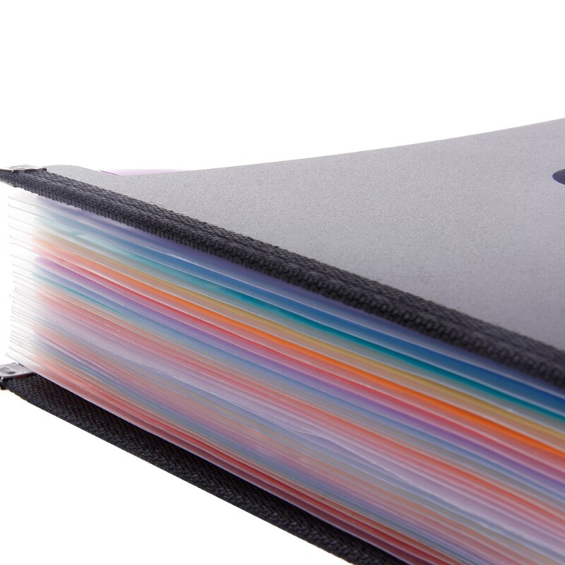 Expanding File Folder 24 Pocket Black Accordion A4 Folder School Office Supplies XXUC