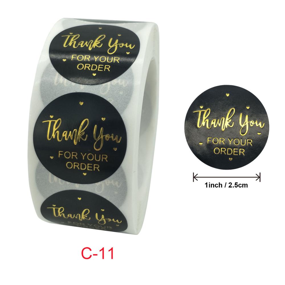 500pcs/roll Gold Foil Thank You Stickers for seal labels 1 inch Lip Gloss DIY Lashes Packaging Stickers: C11