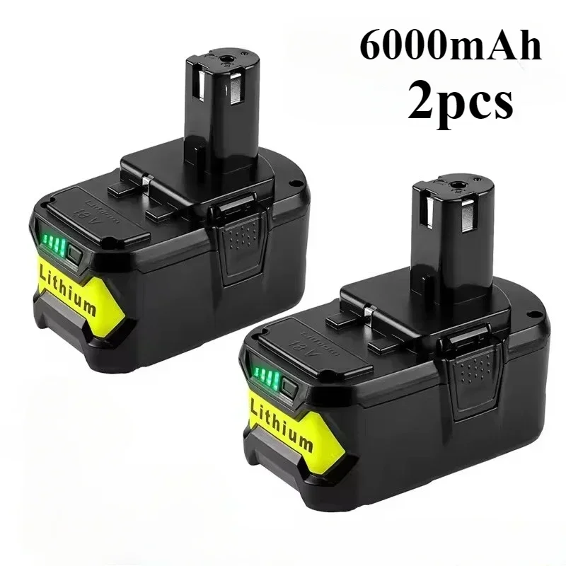 Original RYOBI 18V 6.0Ah 12.0Ah lithium battery+charger, compatible with P108/P104/P107 power tools RB18L50/RB18L20 battery pack: PURPLE