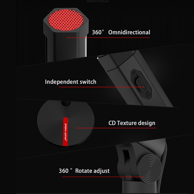 Popu Pine UK 3.5mm USB Wired Condenser Microphone for Computer Laptop Recording Gaming Podcasting Audio Studio Vocal
