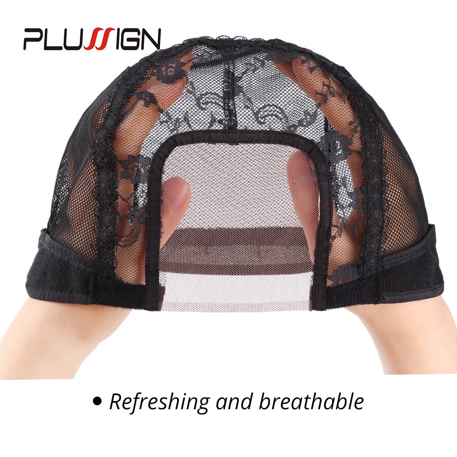 U Part Lace Front Wig Caps Make Your Own Beauty Wigs Ventilating Swiss Lace Cap Black Plussign Spandex Dome Cap Wig Accessories