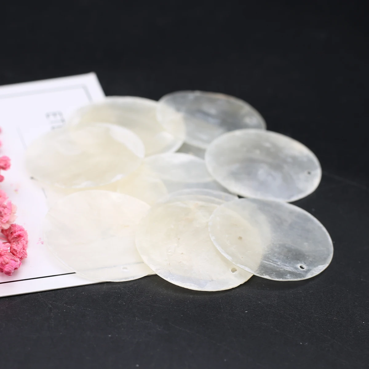 Cuentas redondas de concha transparente para manualidades, abalorios sueltos de nácar Natural para fabricación de joyas, collar, , 50 piezas
