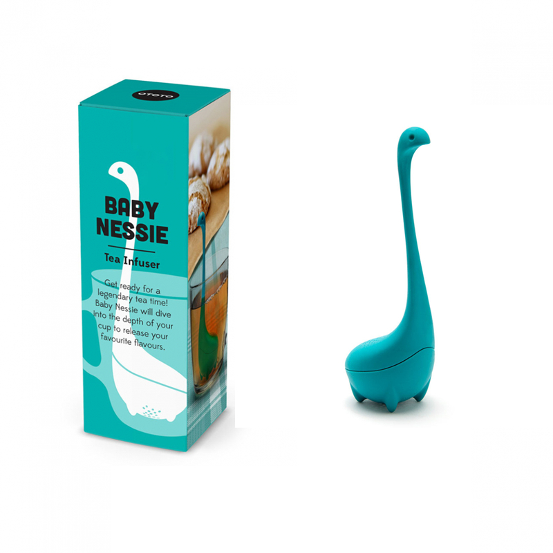 Loch Ness Monster Silicone Tea Infuser Vertical Long Handle Dinosaur Tea Filter Tea Leaking Kitchen Accessories: Color boxed Color2