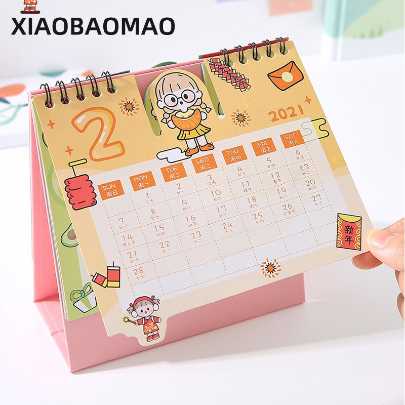 Neue Karikatur Mädchen Schreibtisch Kalender Niedlichen Tisch Kalender Zeitplan Planer