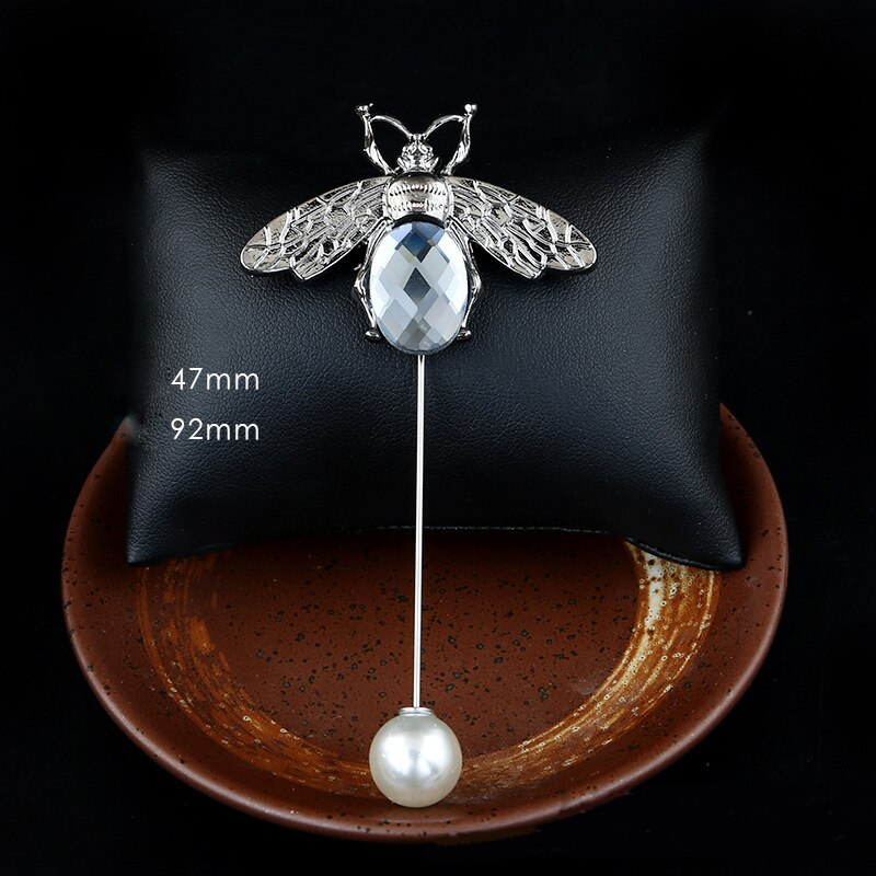 Retro Vintage Insect Bee Brooch Pin Scarf Buckle Pearl Button Long Needle Brooches Shirt Suit for Women Accessories: 7