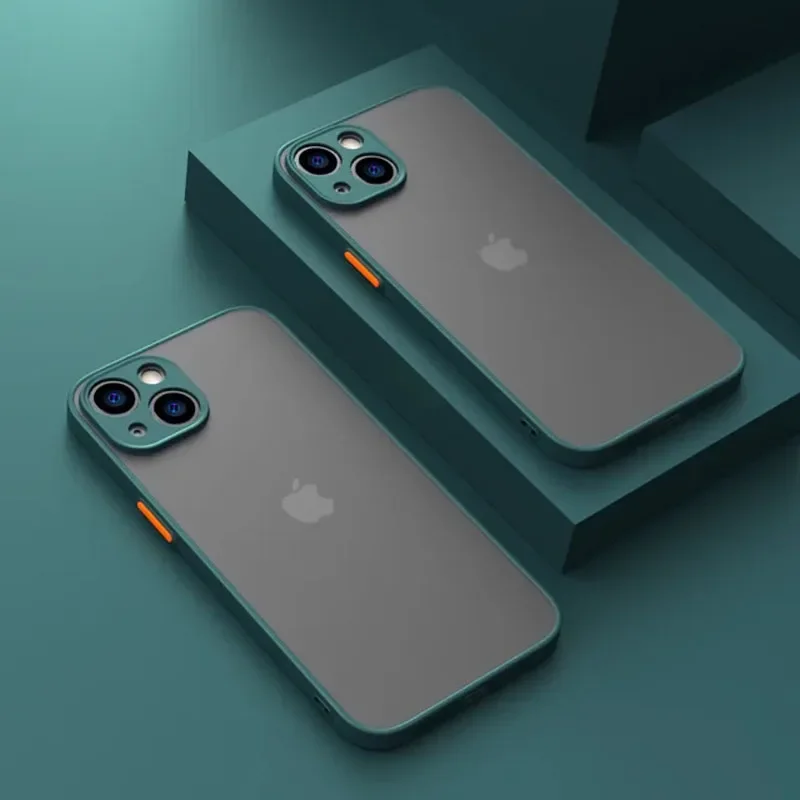 Mat telefoncover til iphone 13 12 11 14 15 pro max luksuriøst blødt silikone stødsikkert cover til iphone x xs max  xr 15 plus 13 11 pro: Kunstlæder / Himmelblå