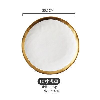 Keramisk tallrik tallrik set svart servis set porslin servis tallrik köksmaskiner köksutrustning ris soppskål servis: 8 tums vit platta 1