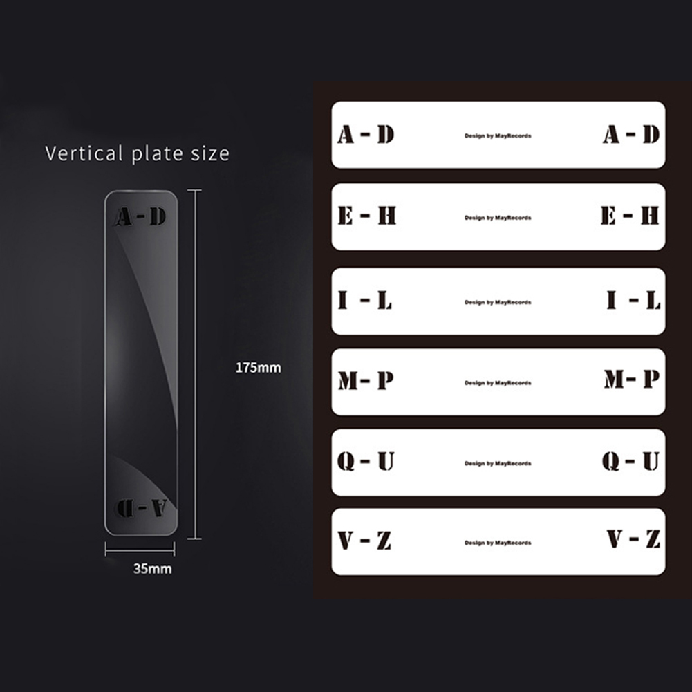 6 stk akryl praktisk klassificeringskort alfabet fane tag tag opdeler az sortering gennemsigtig indeks musik vinyl label