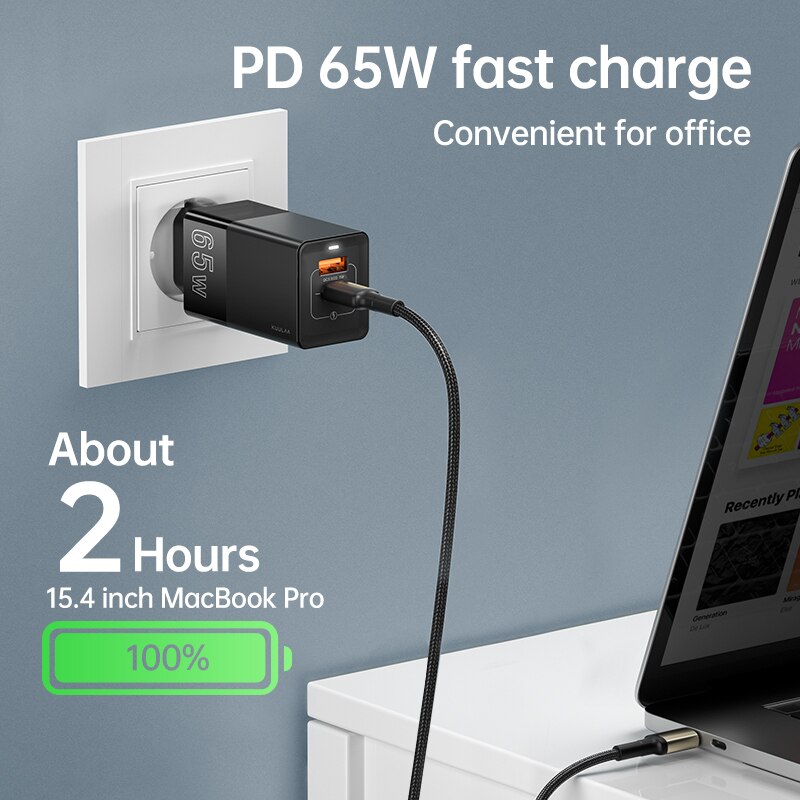 65W GaN Charger Quick Charge QC 4.0 3.0 Type C PD USB Charger Portable Fast Charger For Xiaomi Laptop