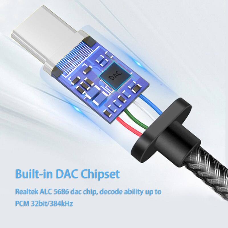 Realtek ALC5686 USB Type C DAC HiFi Digital Headphone Amplifier Amp 3.5mm Output SNR 125dB PCM 32b/384kHz For Android Windows