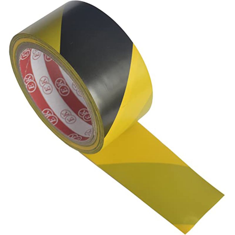 4.8Cm X 33M Hoge Sterkte Lijm Sticker Zwart Geel Veiligheidswaarschuwing Vloer Tape Voor Sociale Distantiëren