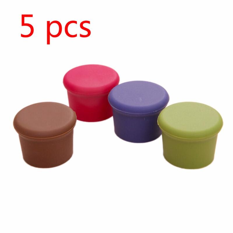 Silicone Red Wine Caps Food-grade Beer Beverage Bottle Caps Sealers Cool Maintenance Plug Leak Free For Bar Kitchenware Tool: 5pcs Random Color