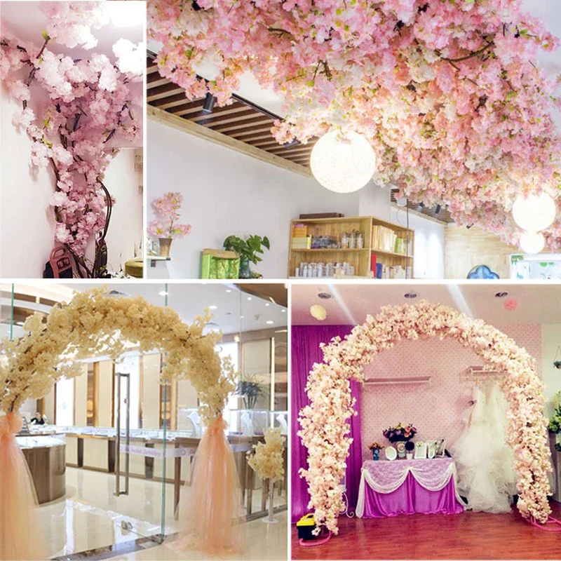 Künstliche Kirschblüte, rosa, weißer Kirschbaum, Seidenblume, Frühlingskirsche, DIY Bonsai-Bogen, Hochzeit, Requisiten, Heimdekoration