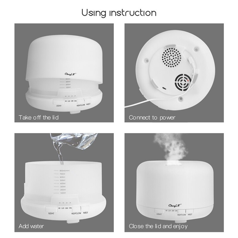 700ml aromatherapie diffusers, ultrasone koele mist luchtbevochtiger, bluetooth speaker, etherische olie diffuser, muziekspeler, 7 lampen , 49