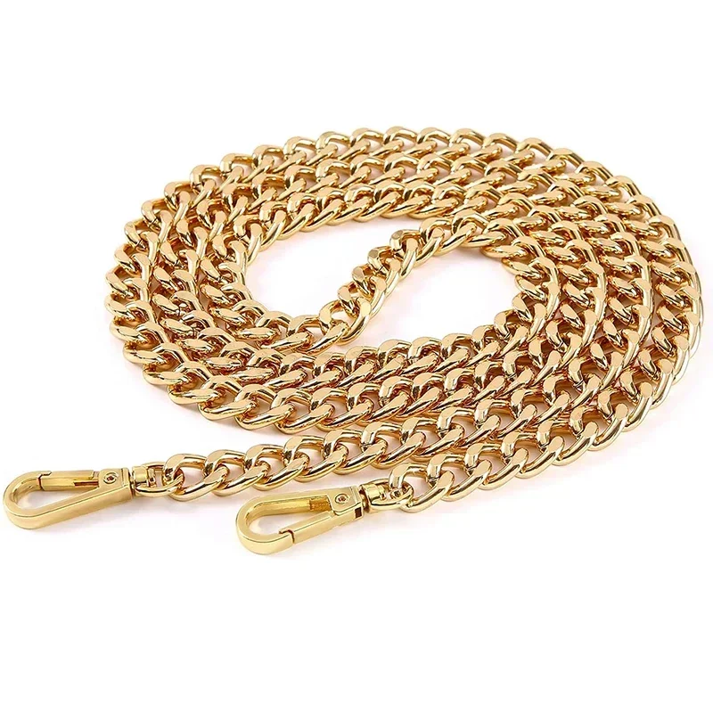 Piezas de repuesto de cadena de bolso de aluminio y Metal de 120cm, accesorios para bolso de hombro tejido a mano, correas desmontables hechas a mano DIY: Oro