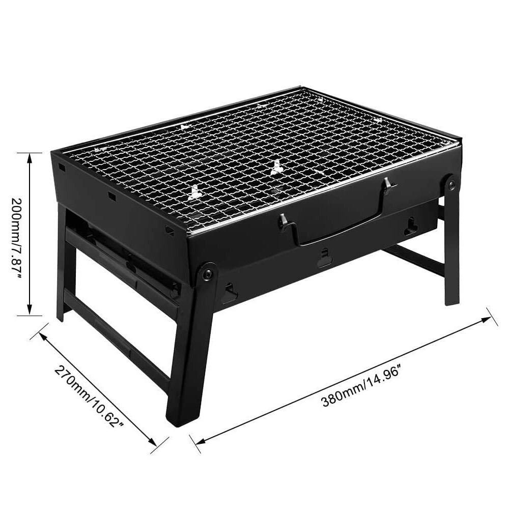 Opvouwbare Draagbare Barbecue Houtskool Grill Roestvrij Staal Kleine Mini Bbq Tool Kits Voor Outdoor Cooking Camping Picknicks Strand: 35x27x19.5cm