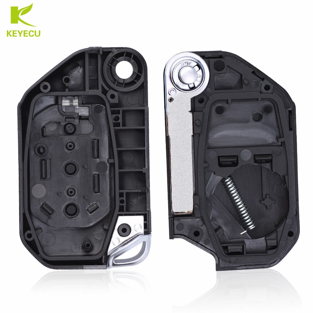KEYECU Replacement Uncut Flip SMART KEYLESS PROXIMITY REMOTE Key Shell Case FOB 2 Buttons for Jeep Wrangler JL JLU +