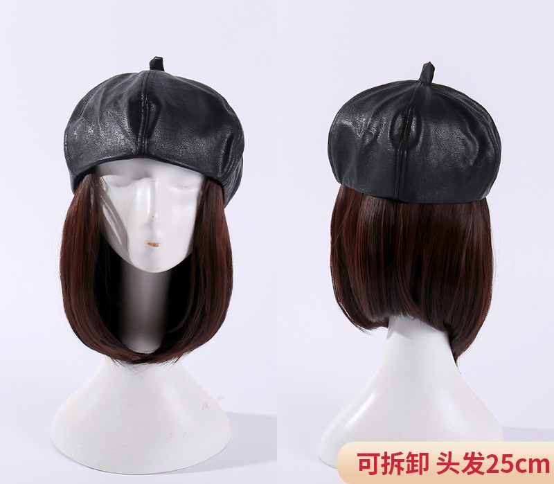 Nueva gorra de béisbol para mujer, peluca de color integrada desmontable: 6brown short