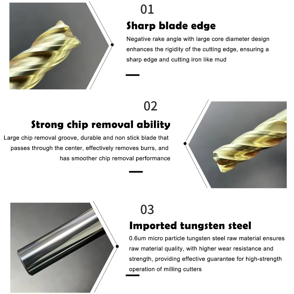 ROMTIC 4F Tungsten Steel Carbide Milling Cutter Titanium Alloy Unequal Divided Edge Round Nose Endmills CNC Machining Center