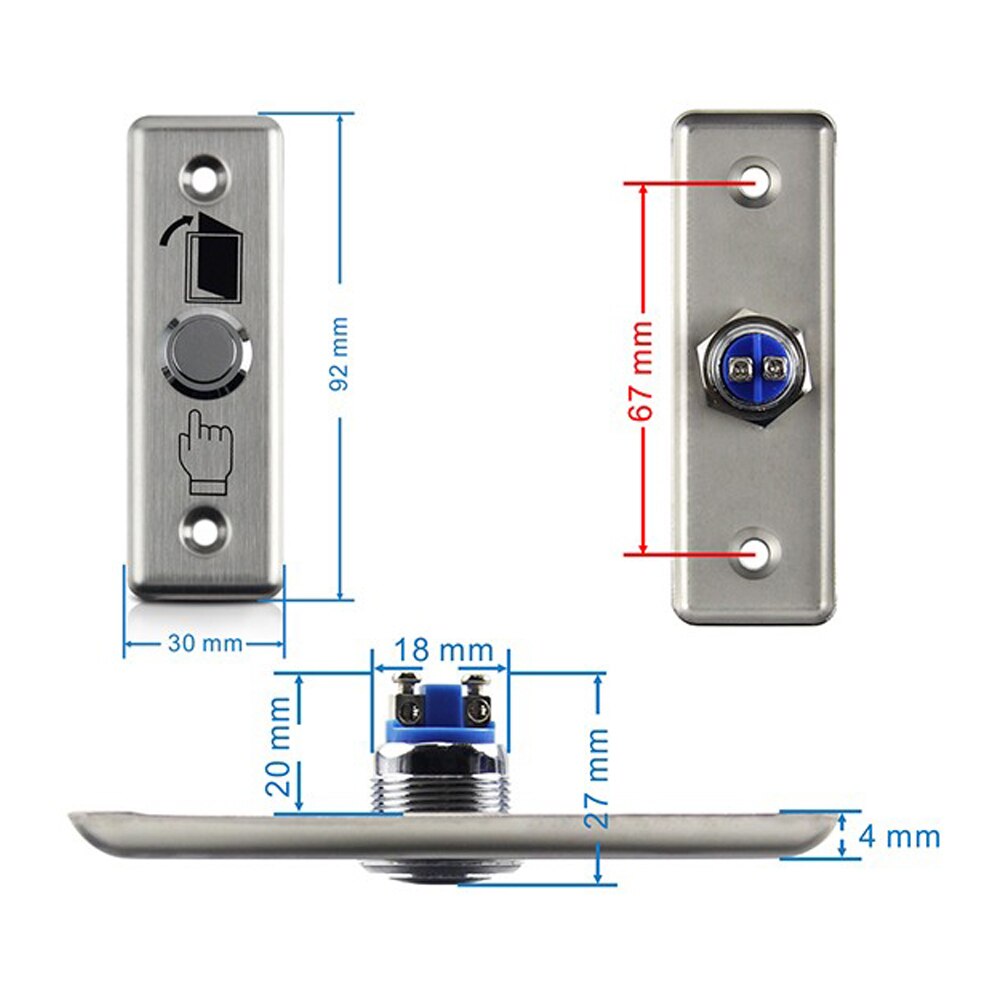 (10 pces) botão de controle de acesso da porta nenhum sinal automaticamente restoration liga de alumínio interruptor de imprensa para conectar o alarme de segurança