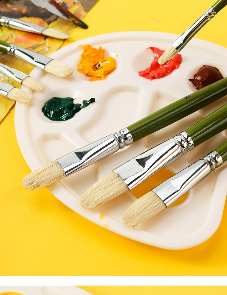 6 unids/set, cerdas de cerdo artista pinceles para pintura al óleo chese pincel de pintura lengua pico conjunto de pinceles de pintura suministros de Arte de dibujo