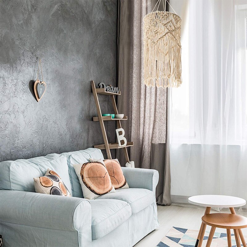Handgeweven plafondlamp in bohemian stijl, lampenkap voor slaapkamer en badkamer, warm wit
