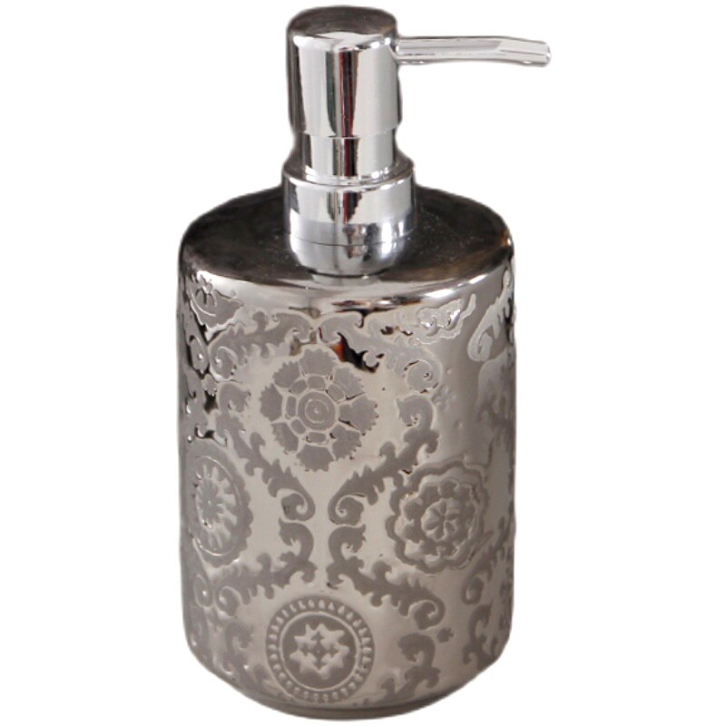 Silver Portable Liquid Soap Dispensers Retro Ceramic Bathroom Accessories Shower Gel Shampoo Bottles: D