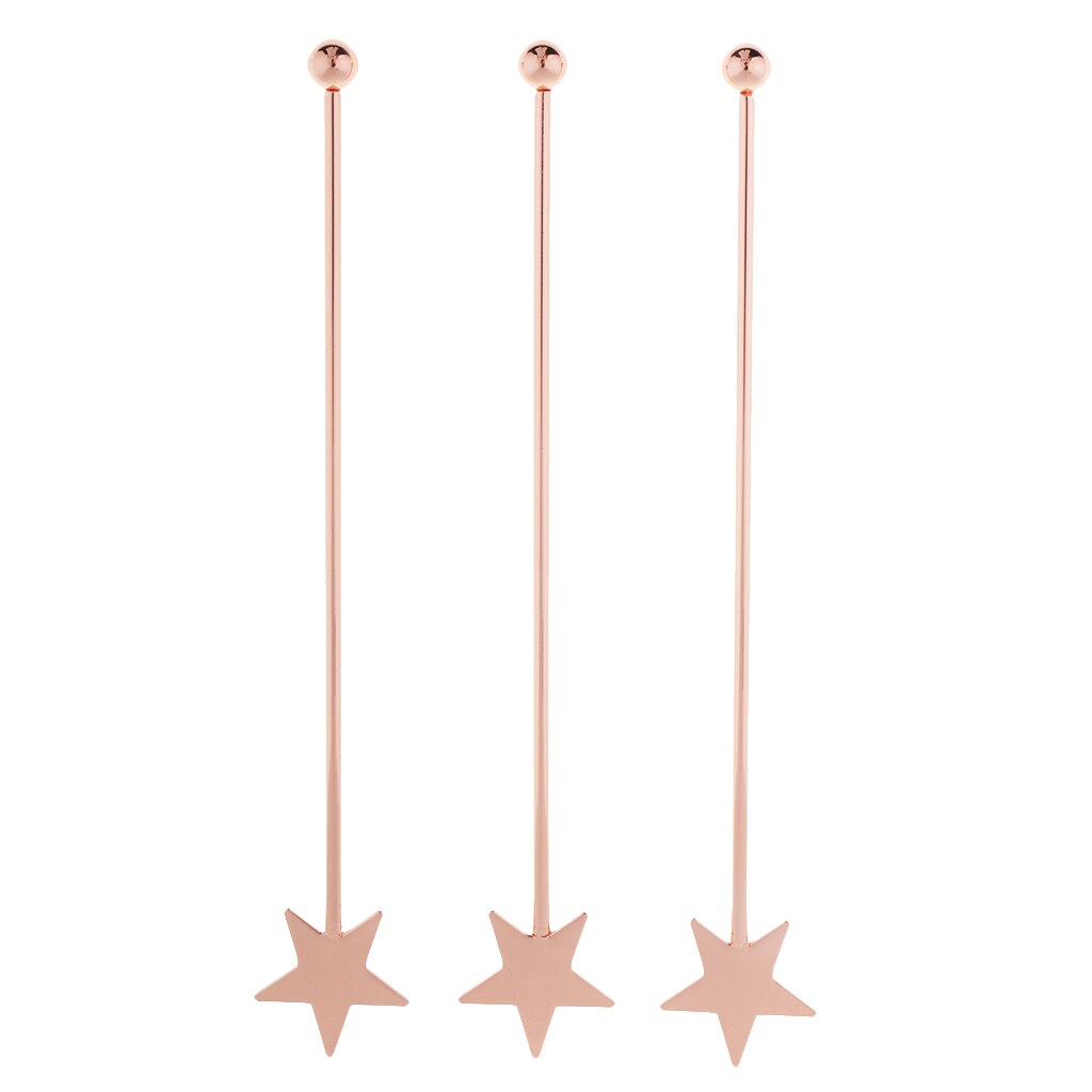 3pcs Star Stainless Steel Stir Sticks 15.5cm/6.1'' Length Bar Beverage Tool: C