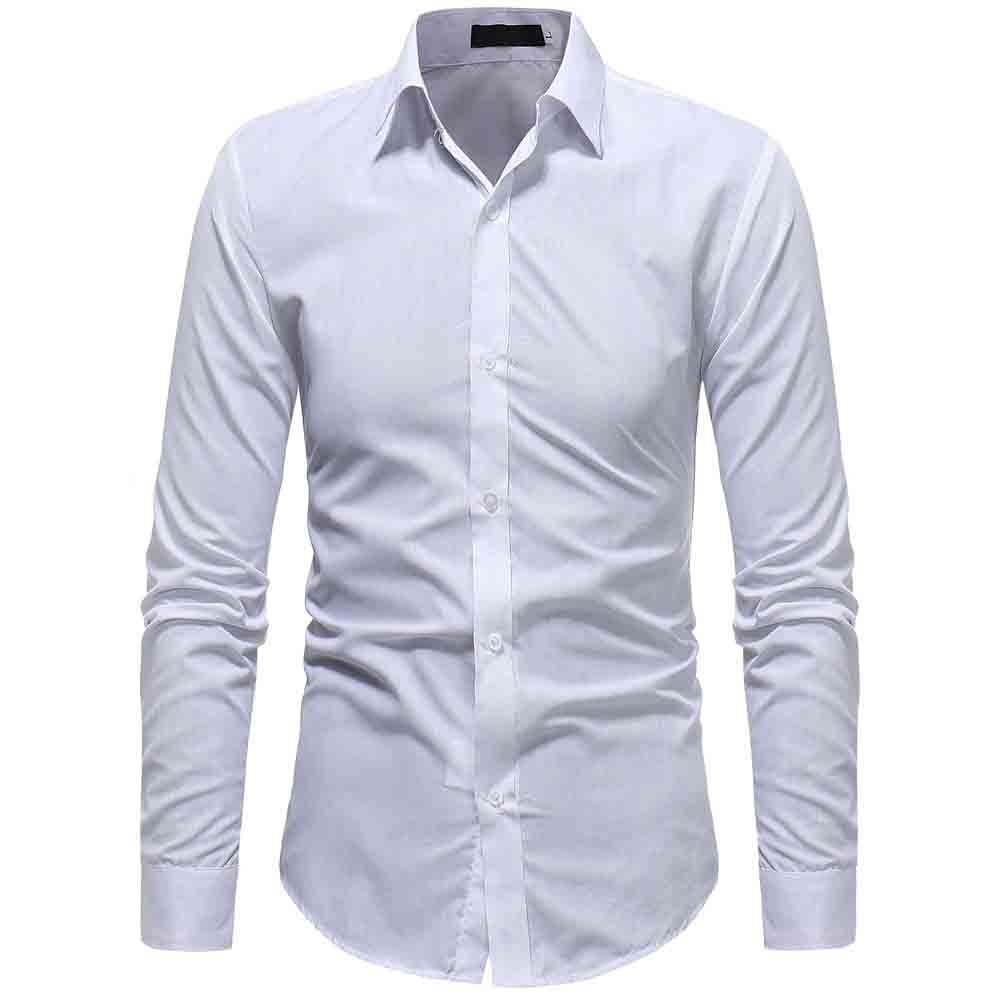 Mode Mannen Shirt Lange Mouw Camisas Para Hombre -kleding Shirt Heren Casual Slim Fit Camisa Hombre Cool mannen: white / XL