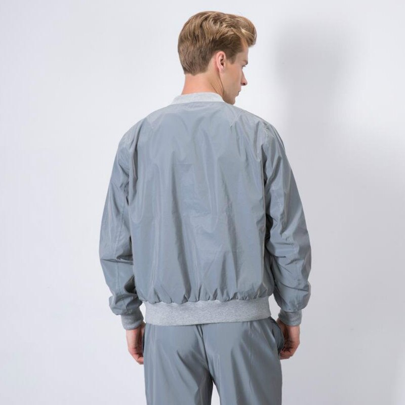 Full Zipper Reflective Fitness Sport Baseball Jacket Men Slim Fit Outdoor Running Hip-hop Crop Jacket Coat Streetwear S-4XL