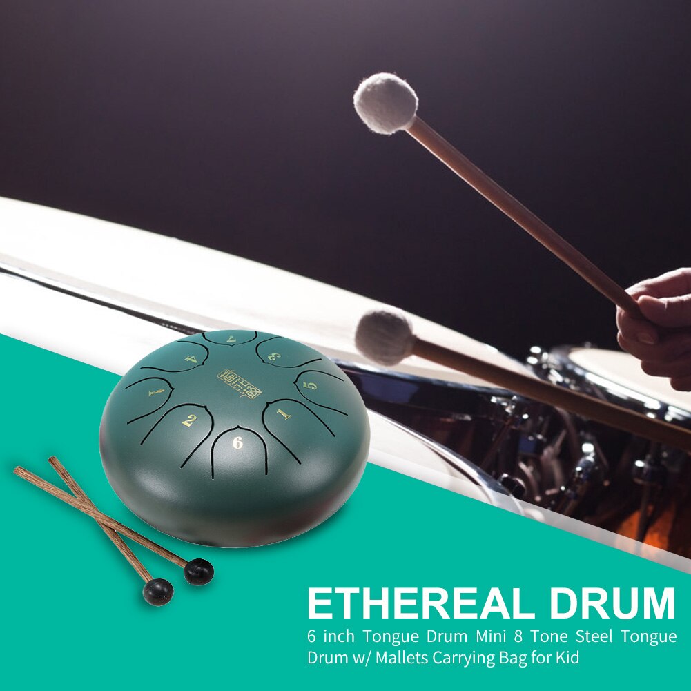 6 Inch Tong Drum 8 Tone Staal Mini Tong Drum Met Hamers Draagtas Percussie Instrument Voor Kinderen Delicate Ornament
