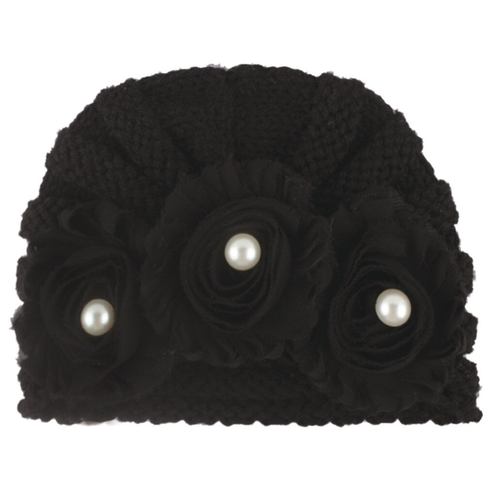 Grote Bloem Gebreide Baby Meisje Hoed Herfst Winter Warm Kids Baby Winter Hoed Effen Kleur Kindje Beanie Bonnet Enfant Kind hoed # P30: E
