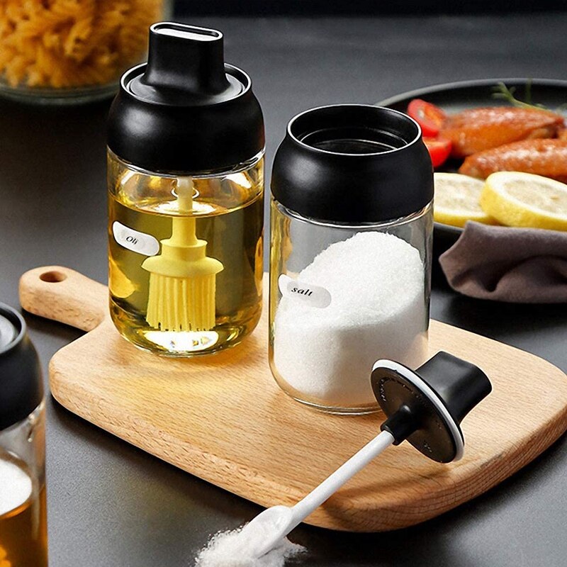 Würze Container Gewürz Kasten einstellen von 2 würzen Gläser Salz Zucker Glas Würze Töpfe transparent Lagerung
