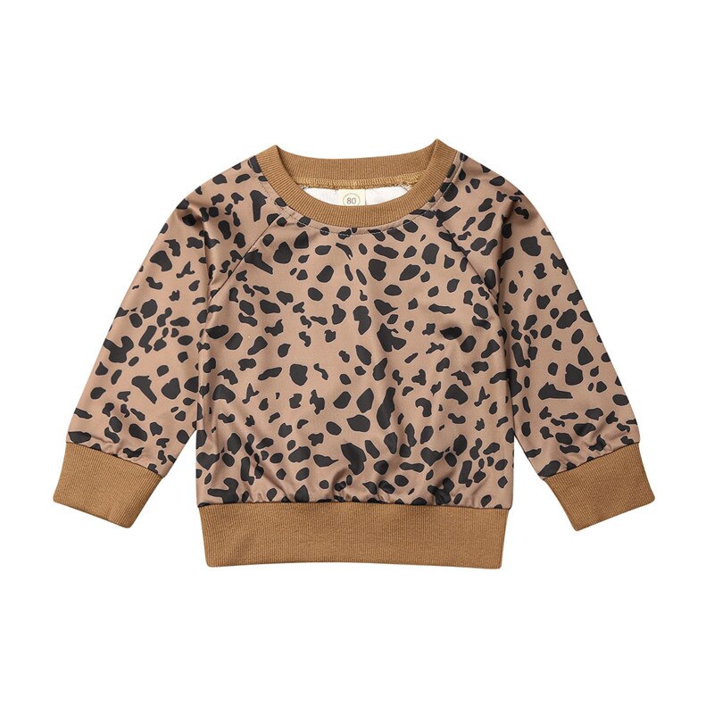 Canis chico Baby Girl de manga larga de leopardo estampado suéter Tops Casual Baby Girls sudadera: 18 meses
