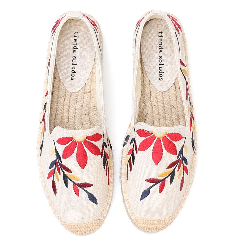 Runde Kappe Frauen Espadrilles Flache Schuhe 2022, Echte Plattform Gummi Unterhose-an lässig Blumen- Zapatillas Mujer Sapatos hanf: Rosa / 5