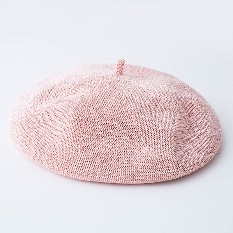 Women's Pure Color Grass Beret Hat Lady French Artist Retro Beret Hat Spring Summer Casual Thin Breathable Beret: pink