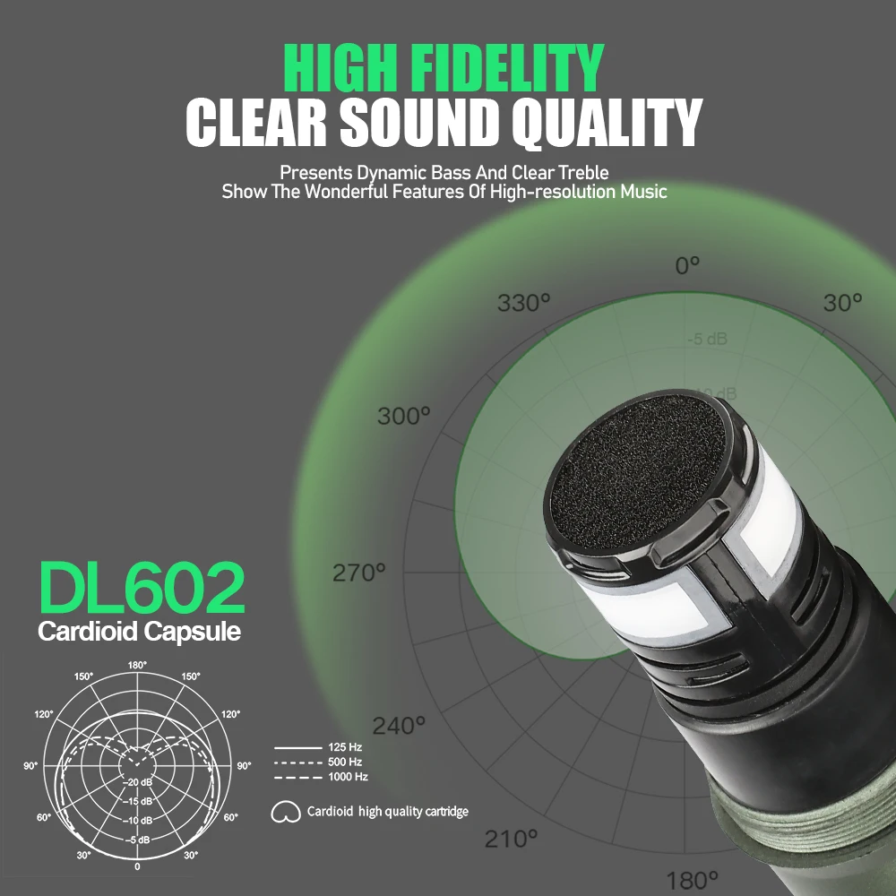 Dual Handheld Dynamic Karaoke Microphone System 2 Channel Wireless Microphone UHF 60m for Conference Stage School PA Speaker