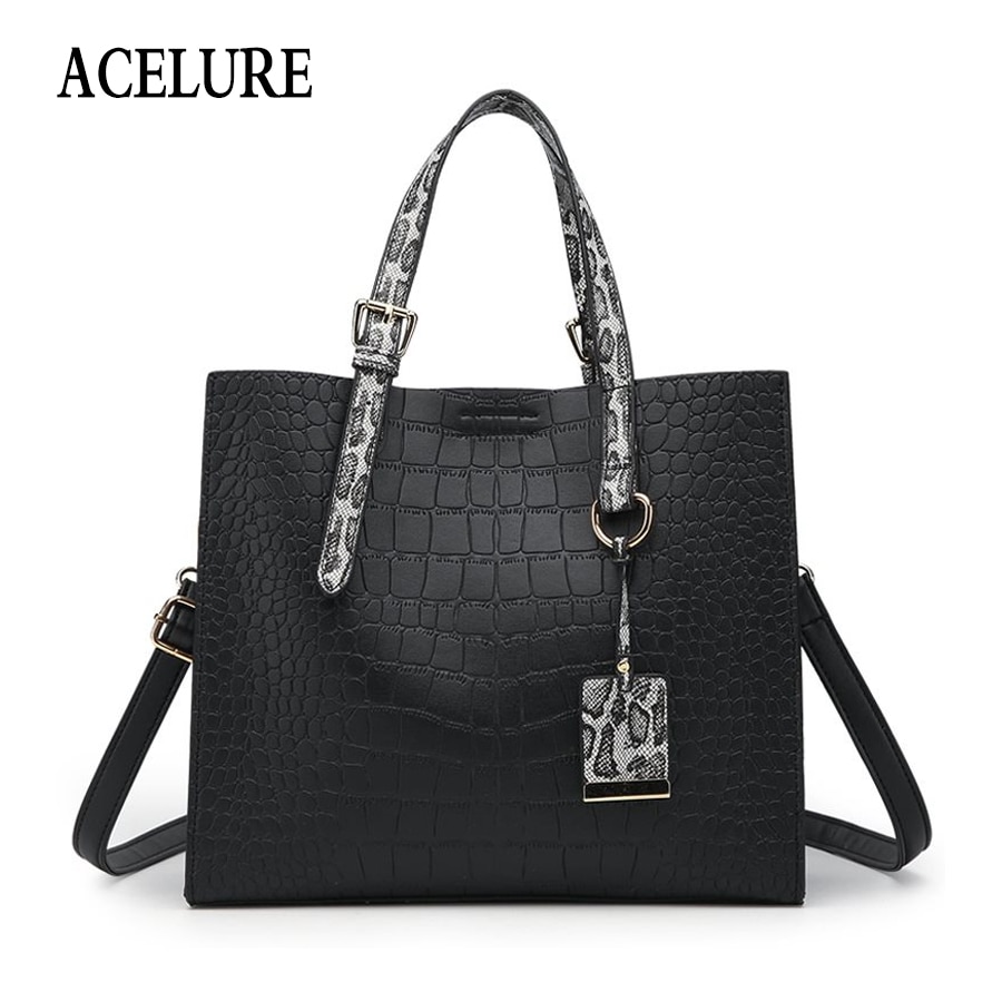 ACELURE Einfarbig Einfache Stil Weibliche Handtaschen Alligator PU Leder Schulter Taschen Für Frauen Alle-Spiel Damen lässig Crossbody