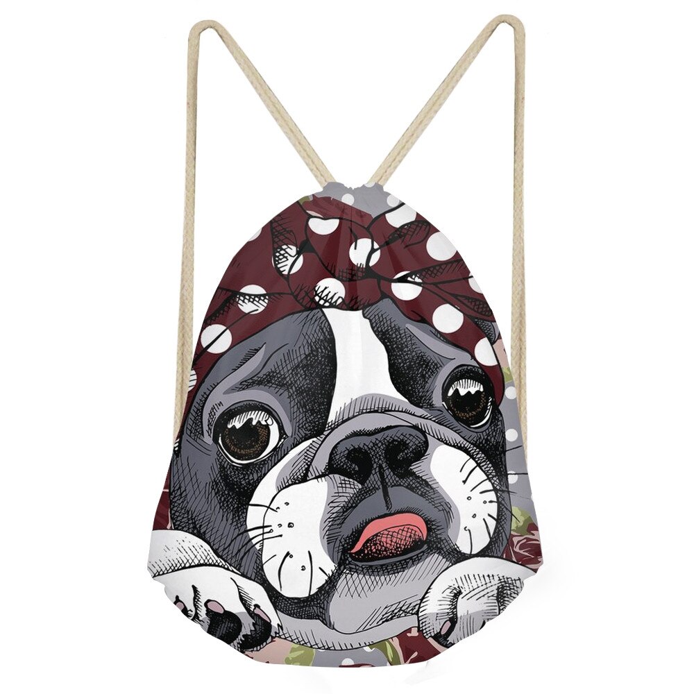 Forudesigns schattige 3d- honden border collie print mini rugzak dames trekkoordtas schooltassen voor tienermeisjes cinch sack sac a dos: H8558 z 3