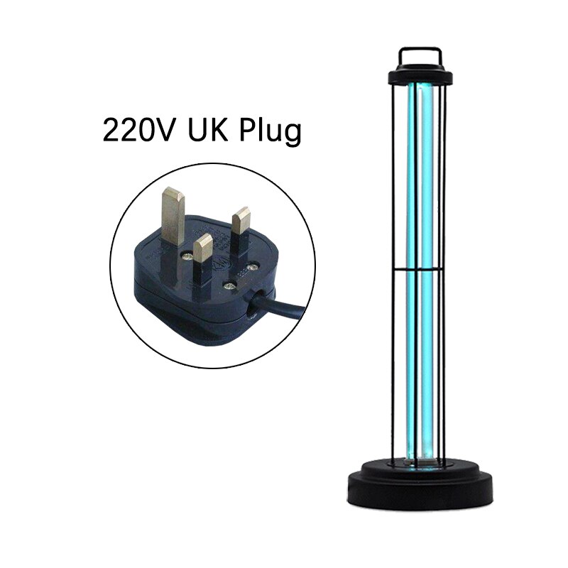 60W Quartz Lamp Sanitizing UVC Disinfection Ultraviolet Sterilizer Germicidal Sterilizing Lights 110V 220V UV for Classroom: 60W-220V UK Plug