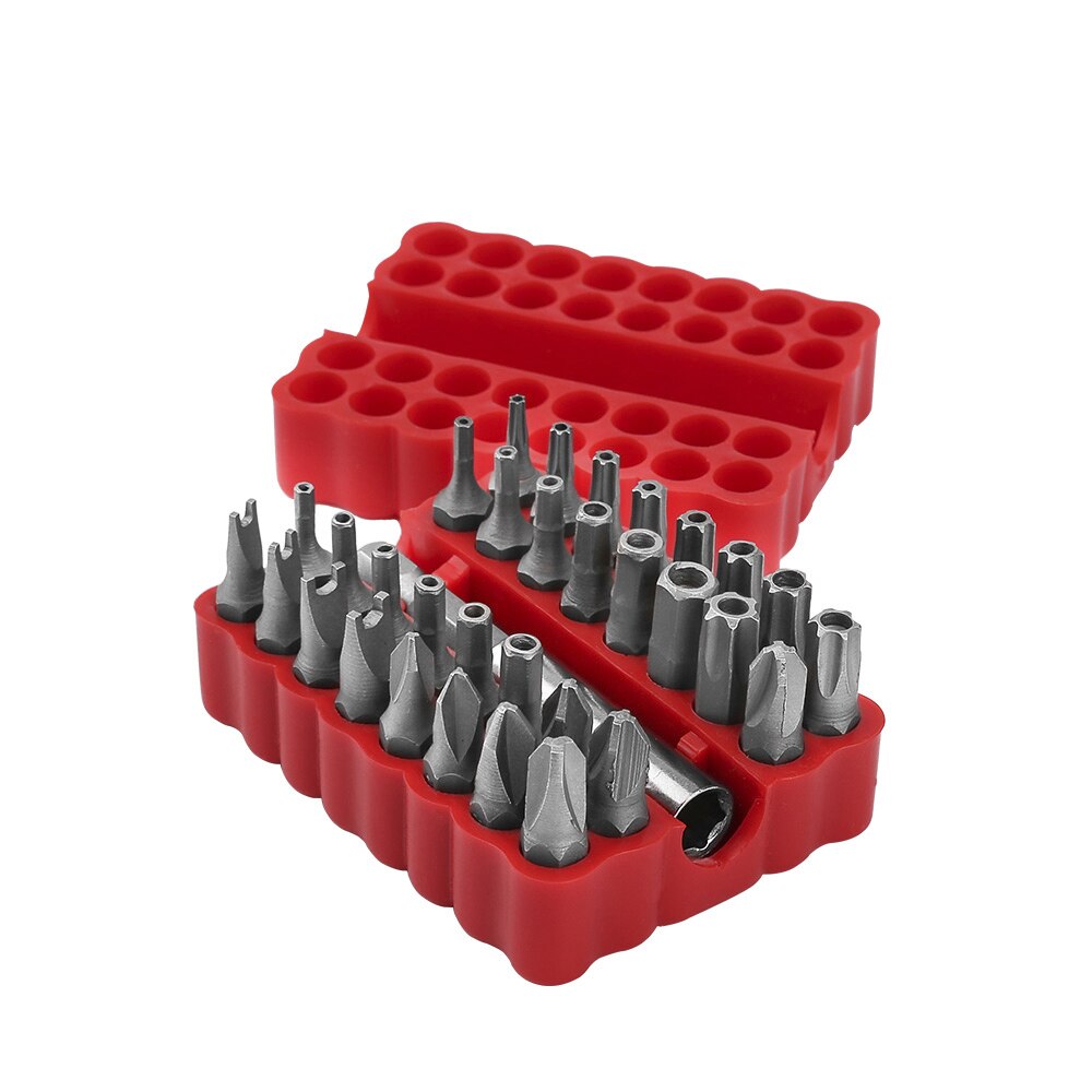 33pcs/lot Security Bit Set with Magnetic Extension Bit Holder Tamper Proof Torq Torx Hex Star Screwdriver Bits Set