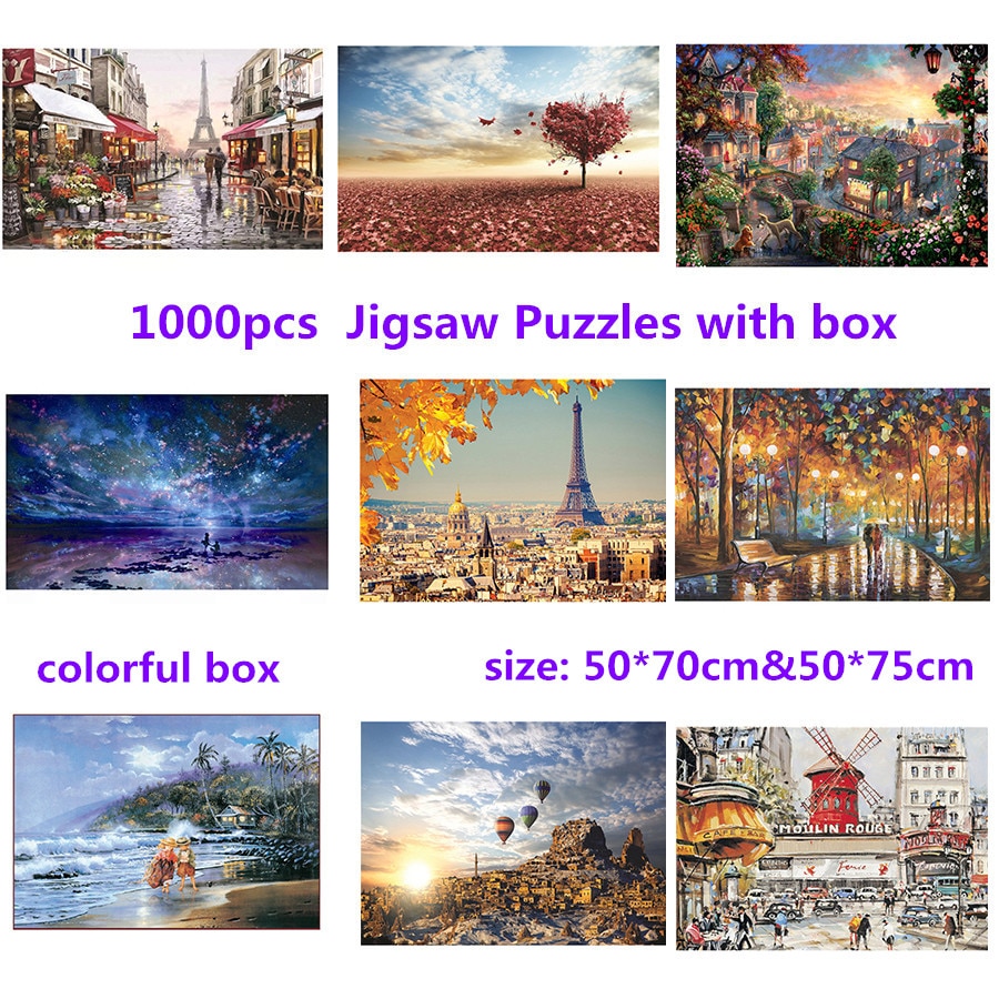 1000pcs/set Colorful Rainbow Round Geometrical Photo Puzzle Adult Kids DIY Educational Reduce Stress Toy Jigsaw Puzzle Paper