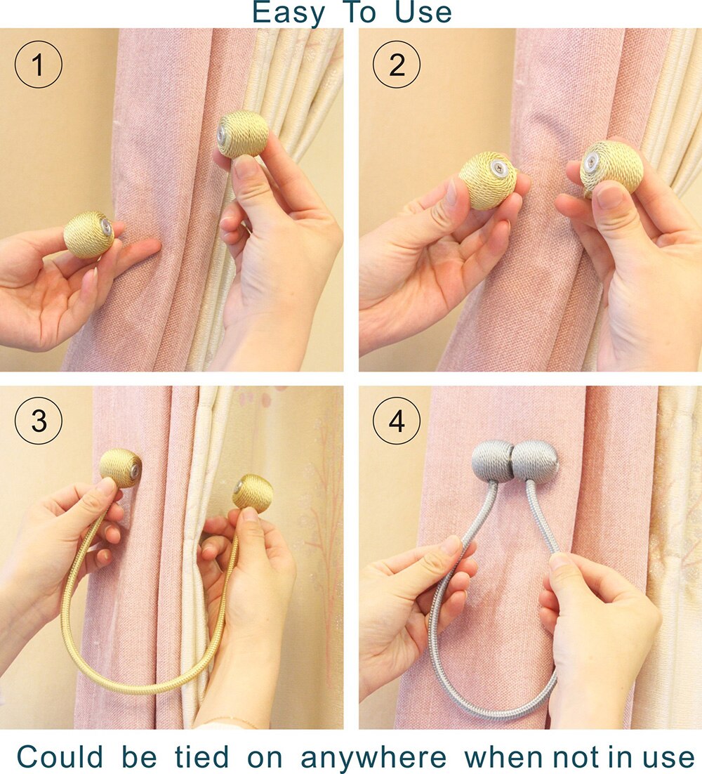 1Pc Magnetic Curtain Tieback Holder Hook Buckle Clip Curtain Tieback Polyester Decorative Home Accessorie Lanyard