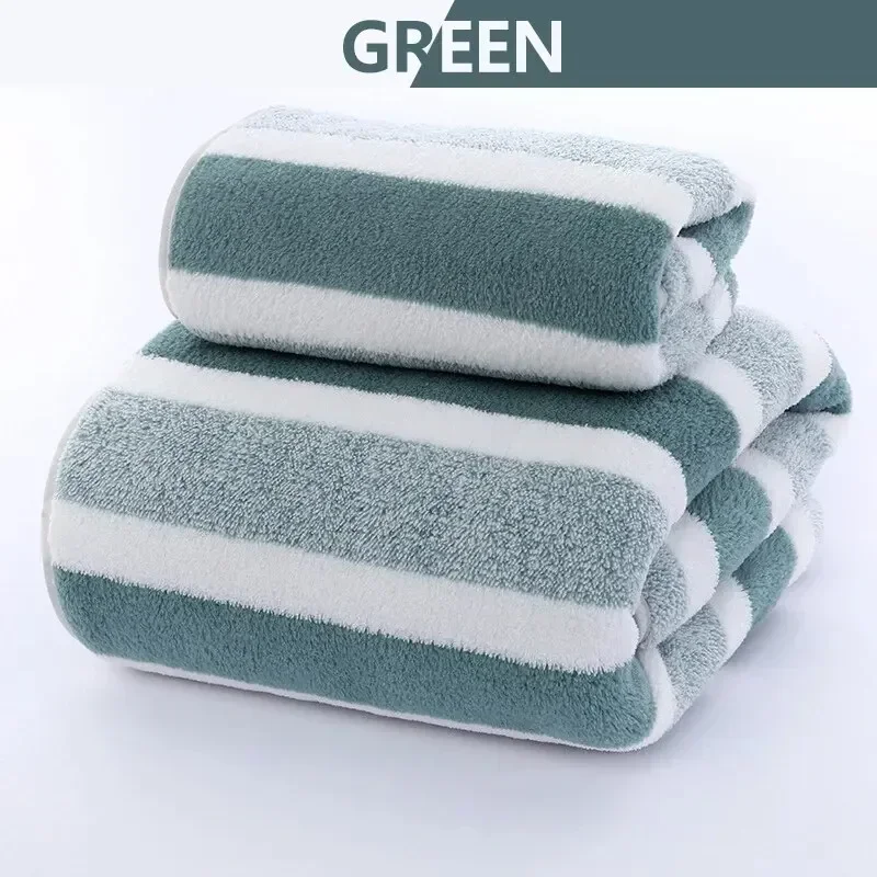 1 pc fortykkede stripete håndklesett mykt håndkle badehåndkle hurtigtørkende absorberende håndklær til badet: Xs / Grønn