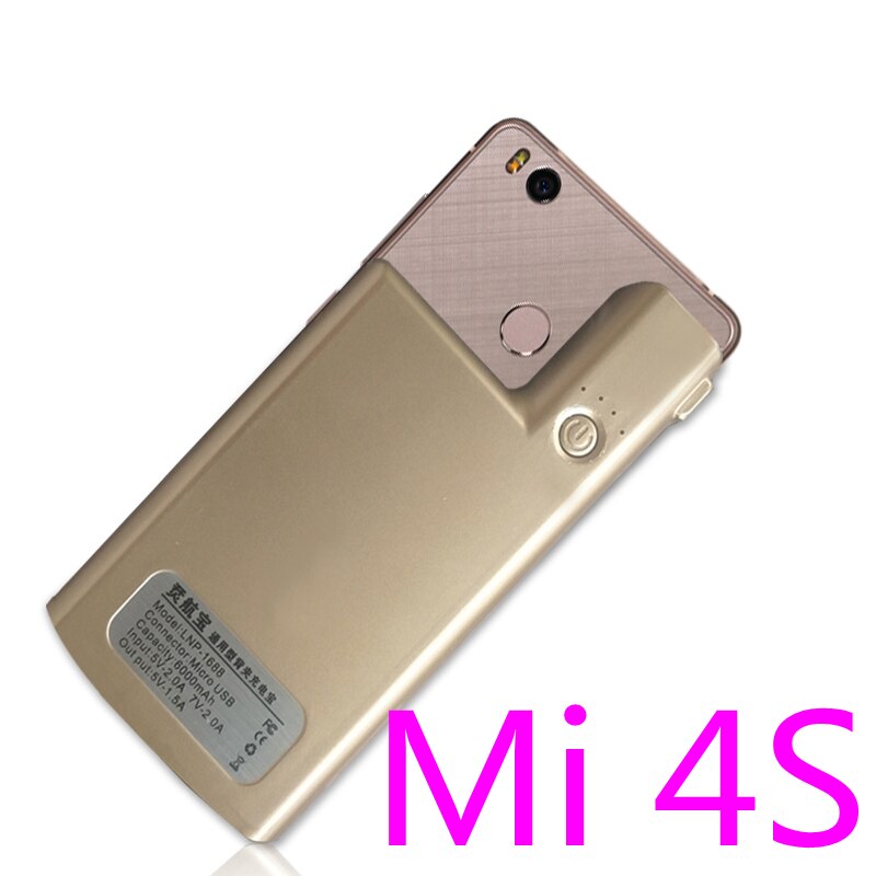 Cassa di batteria esterna per Xiaomi Mi 4C Batteria di Caso Del Caricabatteria Della banca di Potere per Il Caso di Xiaomi Mi 4S clip Posteriore Della Copertura di batteria rechargeabl: Mi 4S-oro