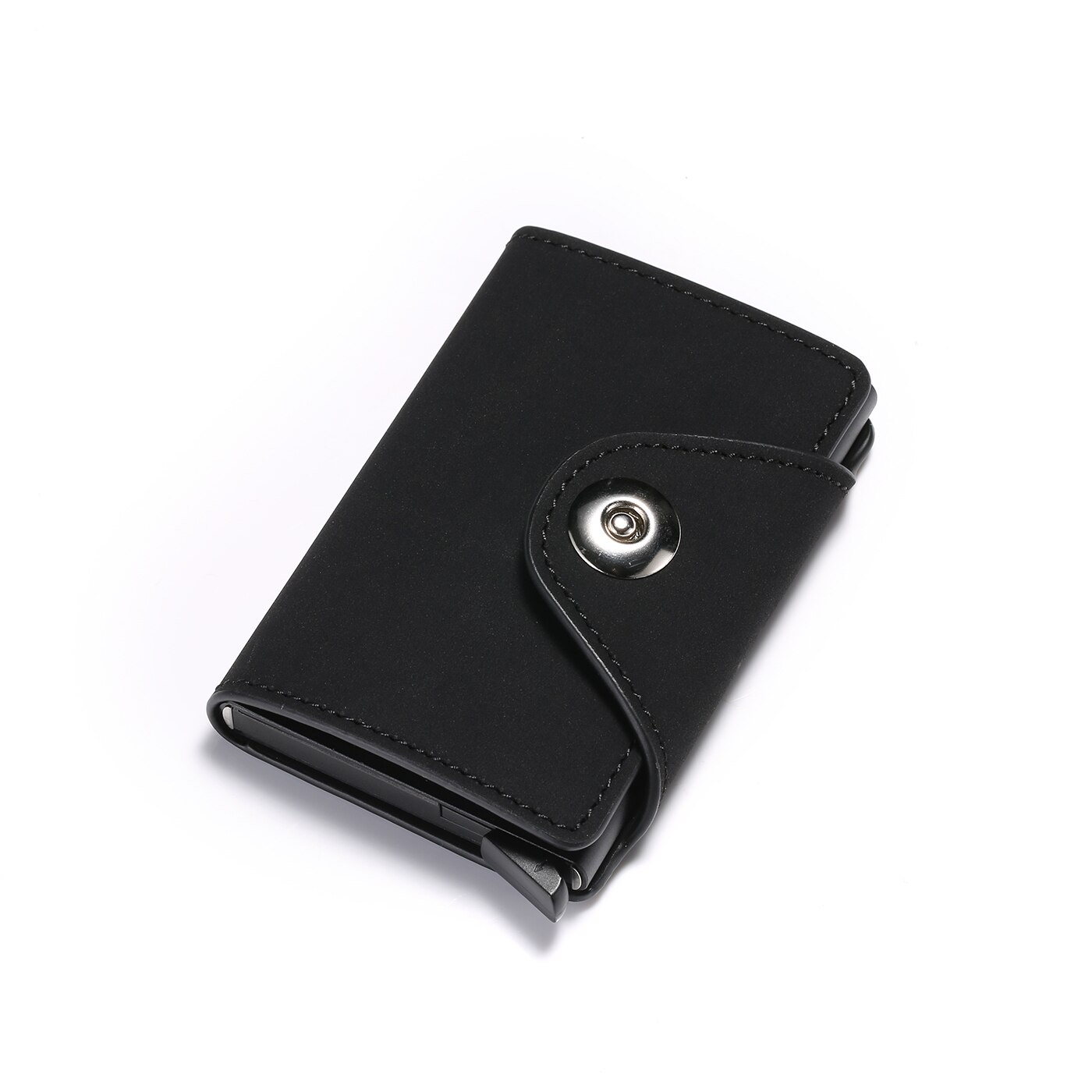 Dienqi rfid anti-magnetisk kreditkortholder mænd sikkerhedspung aluminium beskyttelse mandlig visitkortholder etui slank pung: Sort