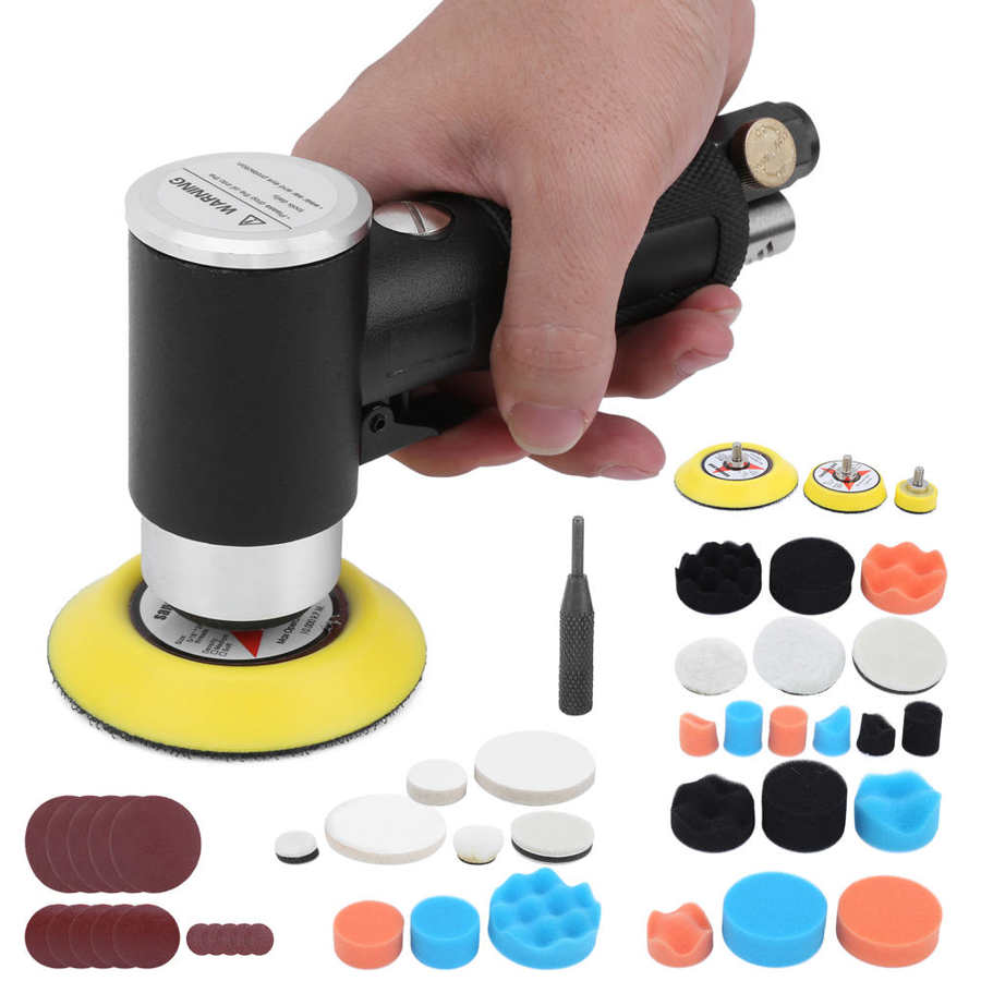 Pneumatic Sander 15000rpm 8CFM 1/4-19NPT Pneumatic Sanding Tool Oscillating Eccentric Pneumatic Sander Machine for Car Waxing