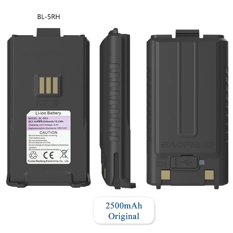 Baofeng UV-5RM bateria 2500/3800mAh oryginalna ładowarka USB-C dużej mocy BF-K5 Plus GM-5RH Pro Walklie Talkie akumulatory